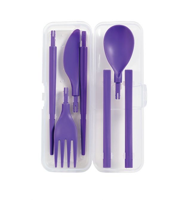 spoon Sistema To Go foldaway travel cutlery-fork green knife chopsticks 