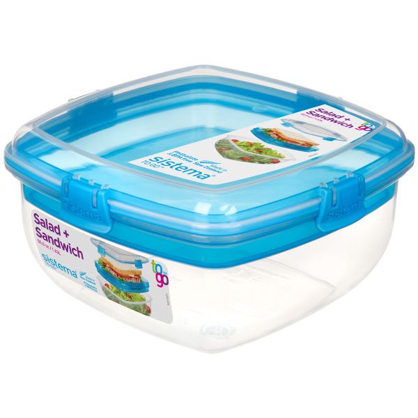 Sistema TO GO 21647 Sandwich Box, 15.22 oz Capacity, Plas