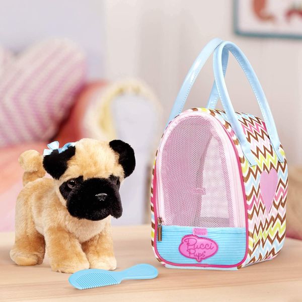 Pucci pups pink and white plush bag and schnauzer clearance