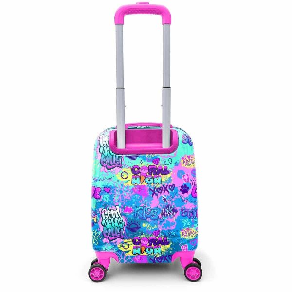 Coral High Mini Water Green Graffiti Patterned Kids Luggage