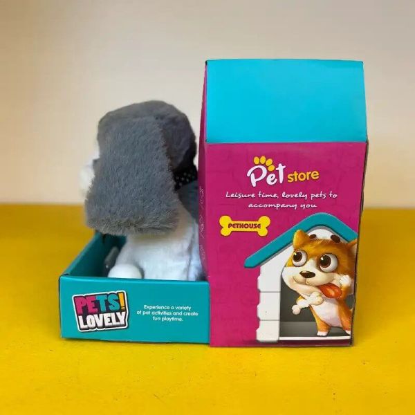 Mini Plush Pet With Sound And Light Dog – Grey From first